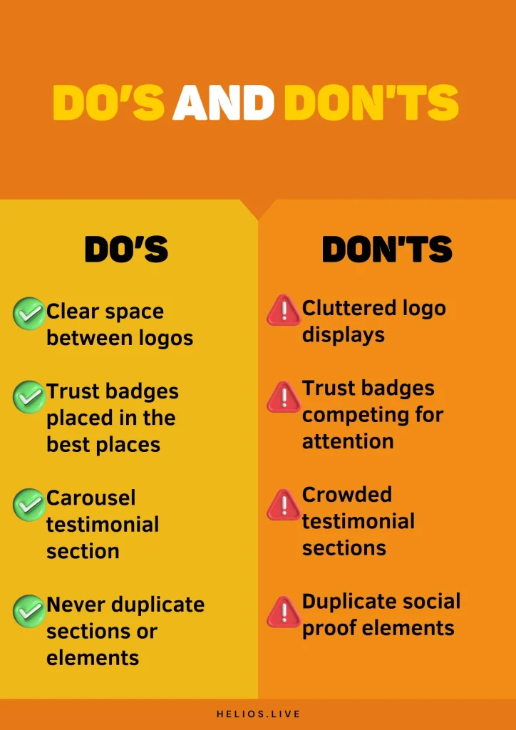Dos and don'ts on a landing page